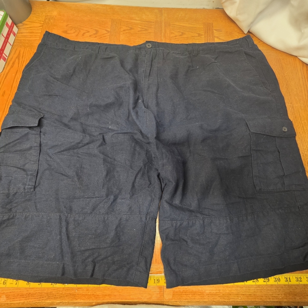 Sean John Navy Blue Cargo Shorts Linen Blend sz 56B Big & Tall